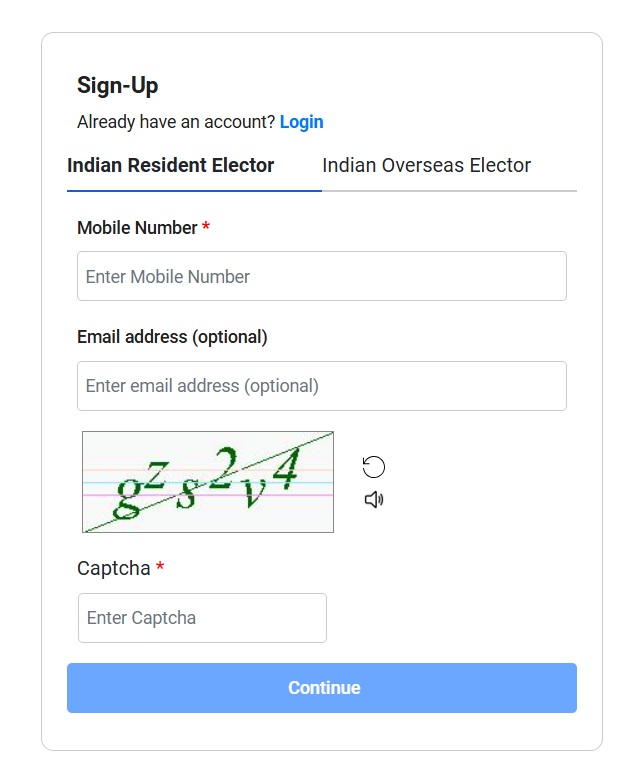 voter card online apply sign-up
